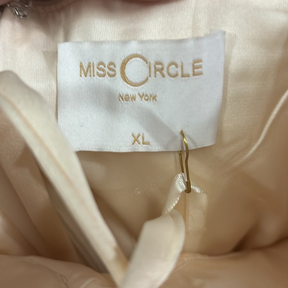 Miss Circle Beige Satin Mesh Long Sleeve Corset Dress XL - Picture 6 of 11